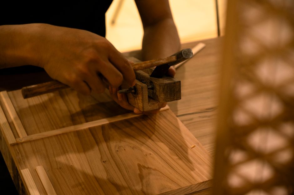 Handcrafted wooden furniture detail